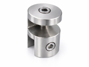 Shower Top Header Clip - Round - 10mm to 10mm Glass - Satin Chrome